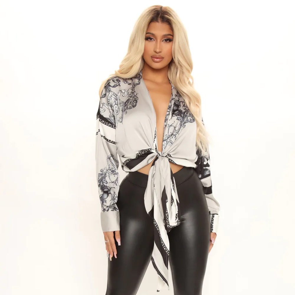 Blossomed Soul Satin Top- White/Combo
